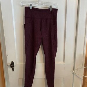 Athleta Maroon salutation stash pocket Leggings
